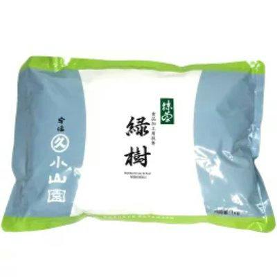 Aluminum 1 kg pouch of Marukyu Koyamaen matcha "Midorigi" with product label.