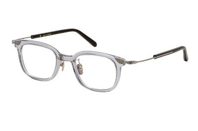 Photo of MASUNAGA GMS-124 (2026SF) glasses showing a translucent frame with metal temples on a white background.