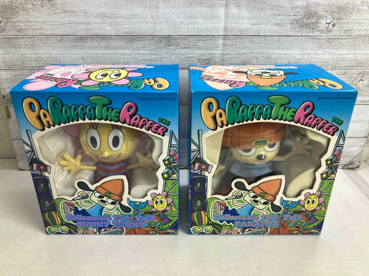 Two MEDICOMTOY Parappa collectible figures shown in their PaRappa the Rapper retail boxes.