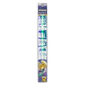 Packaged pencil set showing three illustrated pencils with Pokémon character designs and a branded header card.
