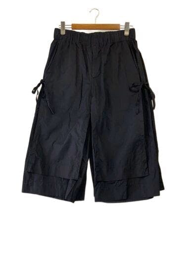 Front view of black cotton men's bottoms (size L) hanging on a wooden hanger against a white background.