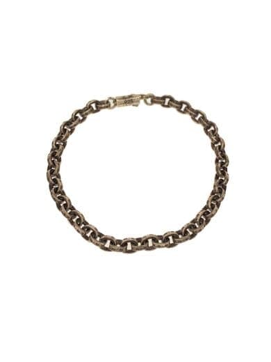 A silver men's chain bracelet (SV925) laid flat in a circular shape on a white background.