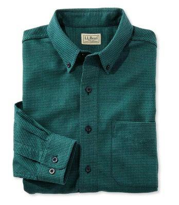 Folded men's green houndstooth flannel shirt with a button-down collar, front pocket, and a folded cuff.