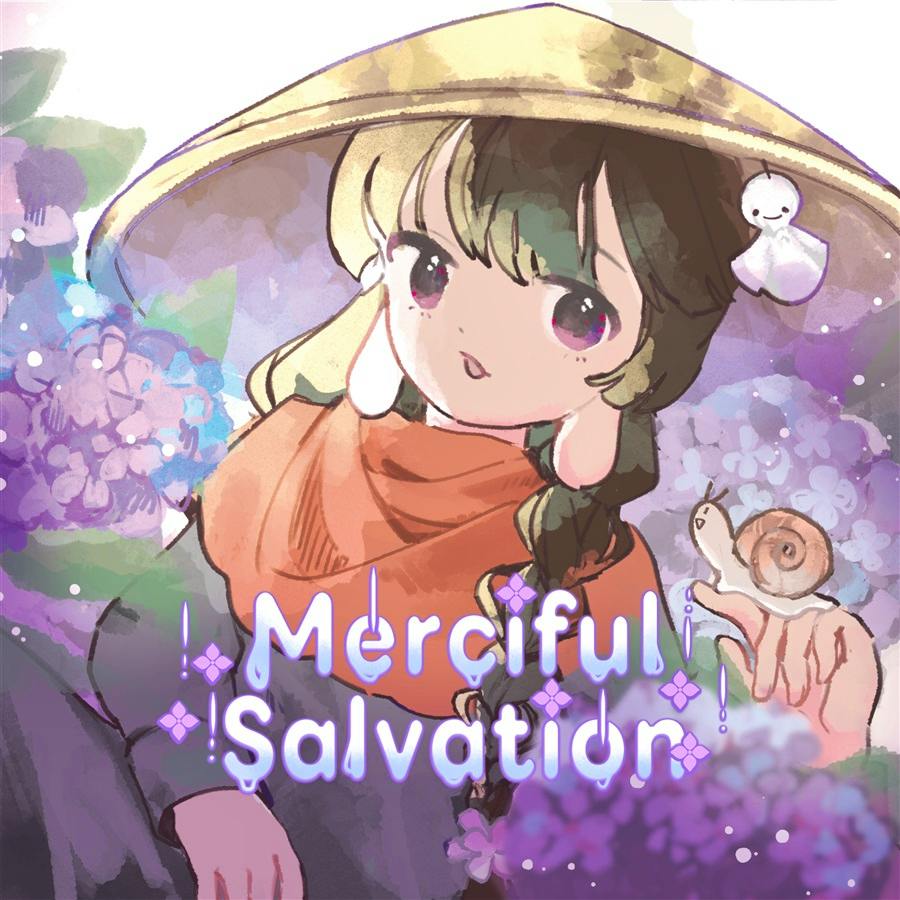 CD cover art for Merciful Salvation showing an illustrated girl wearing a hat and scarf holding a snail, with the title text overlaid.