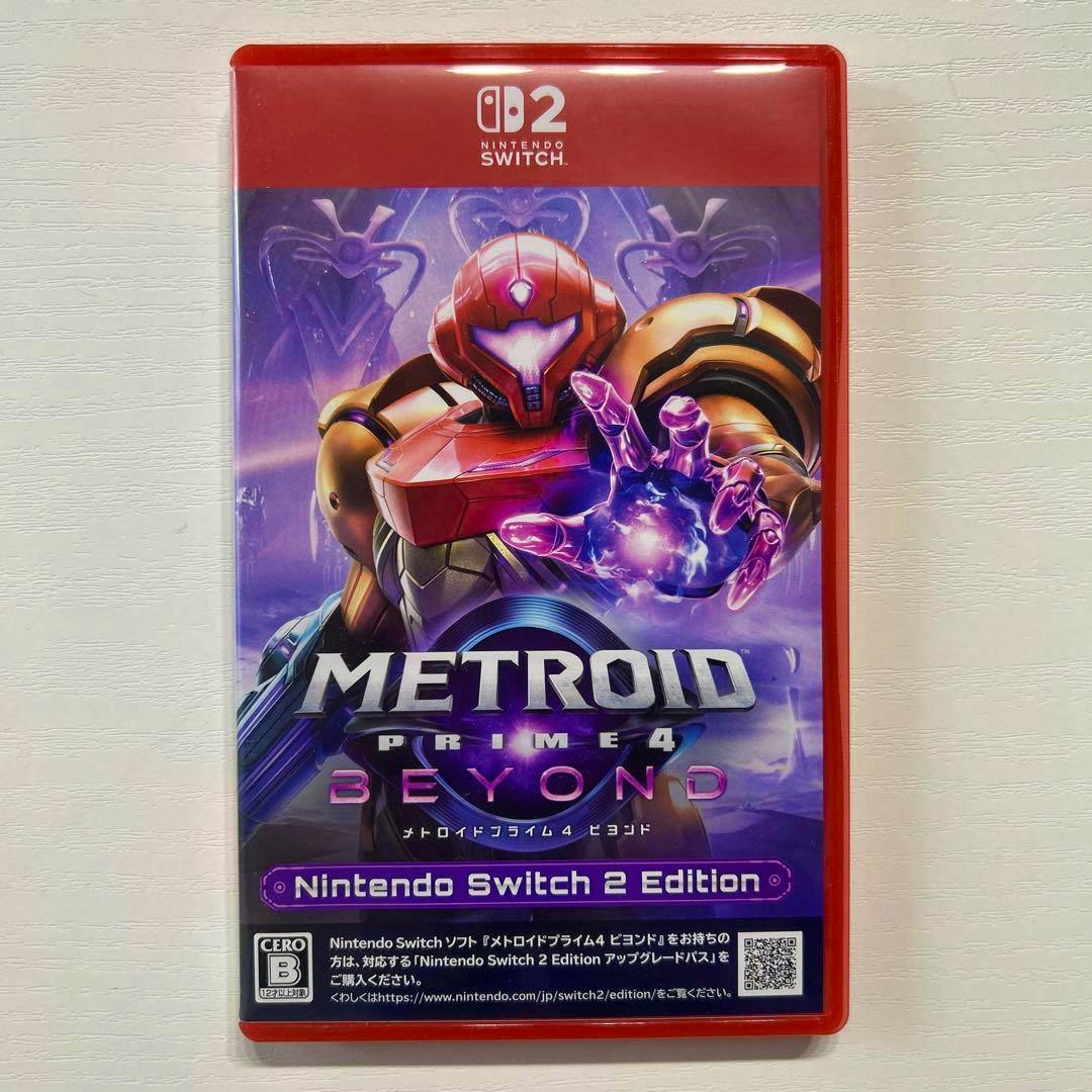Front cover of the Nintendo Switch 2 Edition Metroid Prime 4 Beyond game case photographed on a white background.
