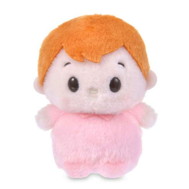 Front view of the Michael plush (うるぽちゃちゃん ピーター・パン) showing orange hair and a pink body on a white background.