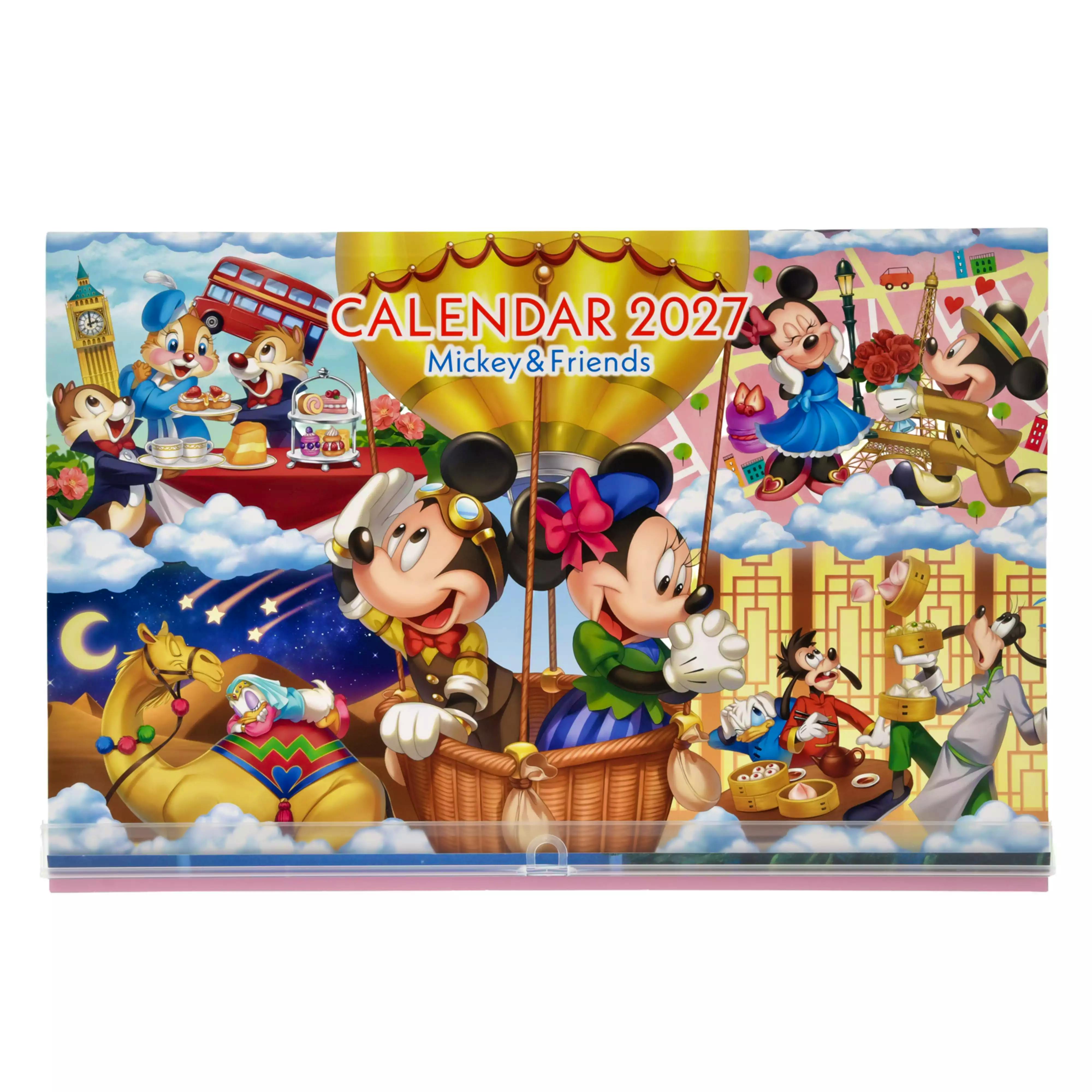Cover of the 2027 Mickey & Friends wall calendar showing the text "CALENDAR 2027 Mickey & Friends" and an illustrated scene of Mickey, Minnie and other characters.