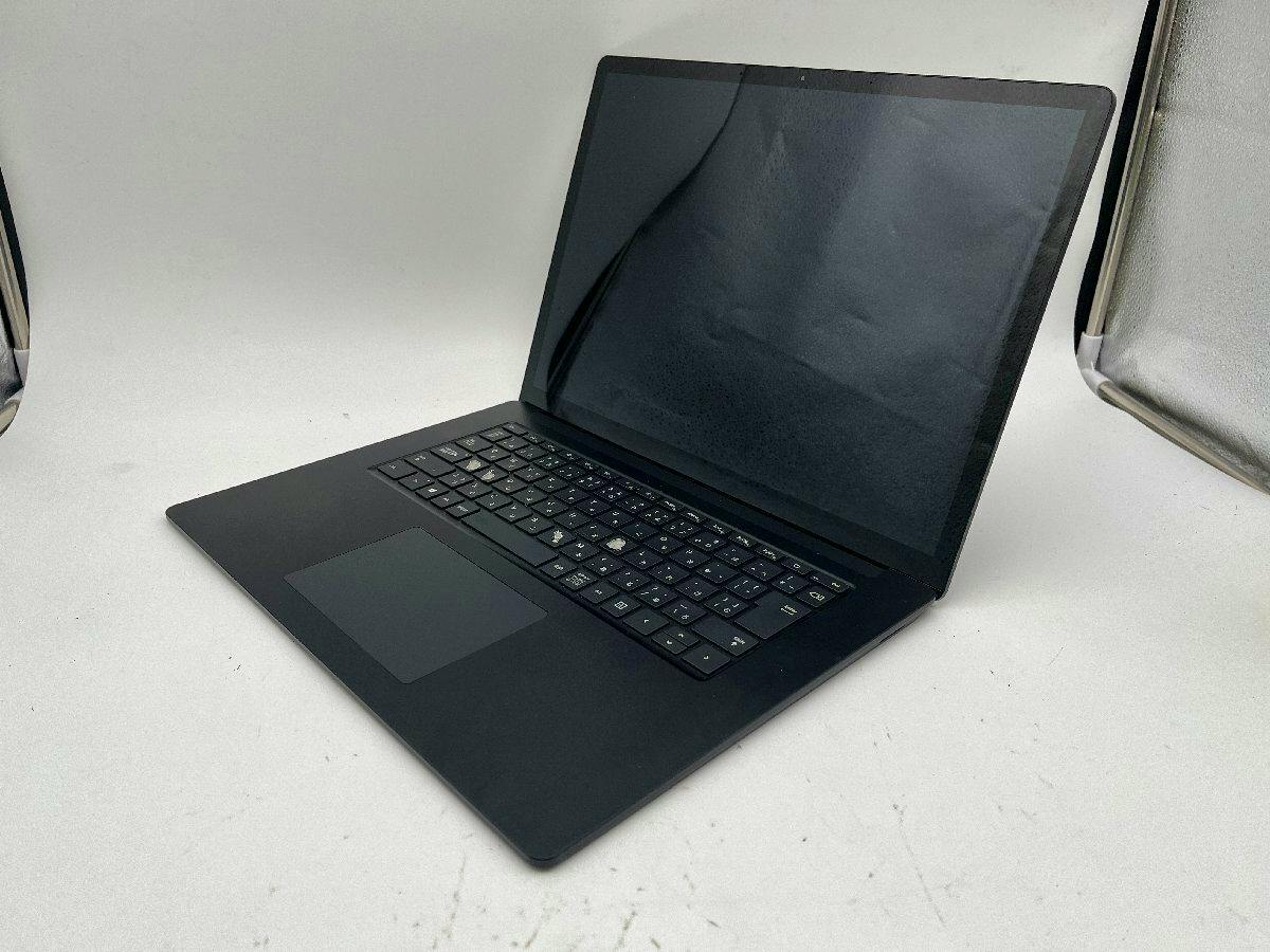 Microsoft Surface Laptop 4 shown open with keyboard and blank screen visible from a front-left angle.