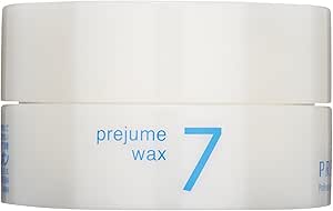 A white round jar of hair wax labeled "prejume wax 7" on a white background.