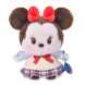 Front view of the Minnie plush toy wearing the autumn/winter student-style outfit on a white background.