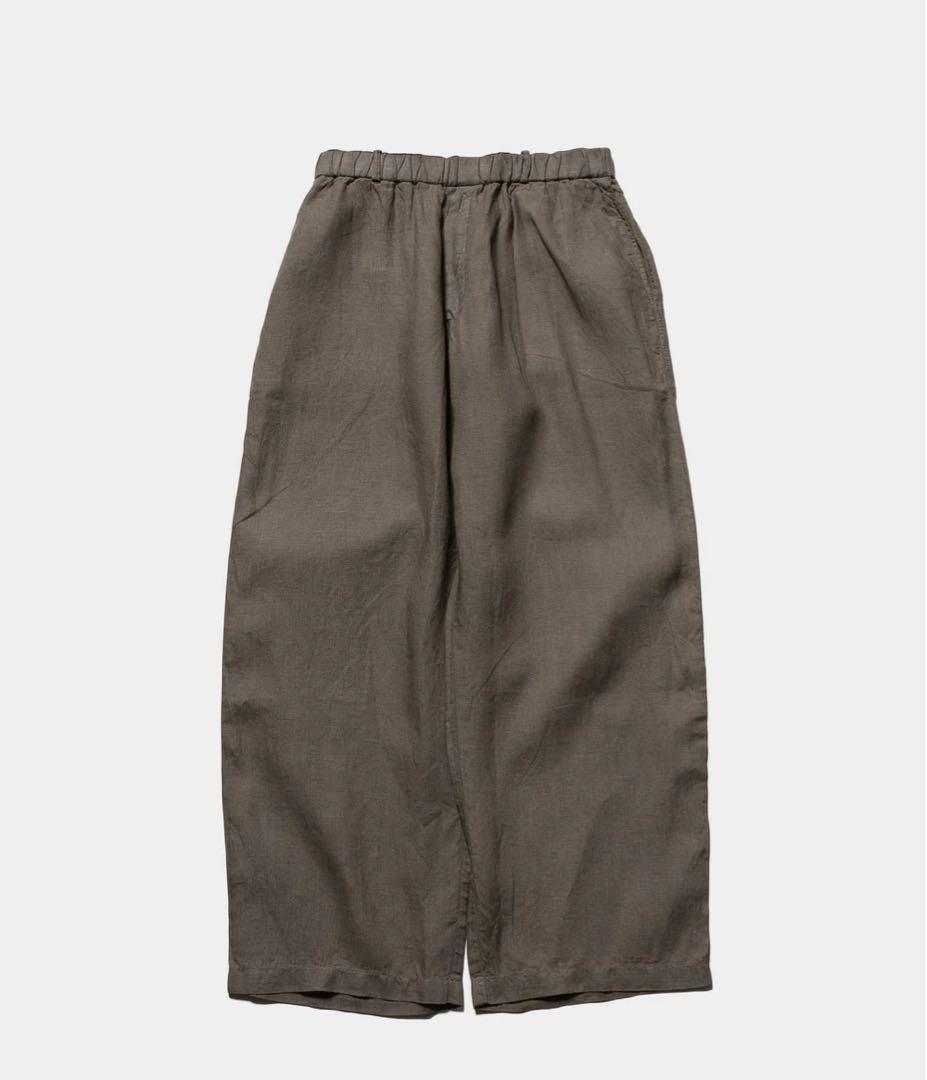 Flat-lay image of MITTAN PT-119DC women's linen wide pants in dark walnut color.