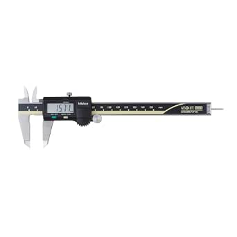 Mitsutoyo Digital ABS Digimatic calipers with an LCD readout shown on a white background.