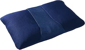Mizuno O2 Deep Breathing Pillow in navy blue with a central textured band, shown on a white background.