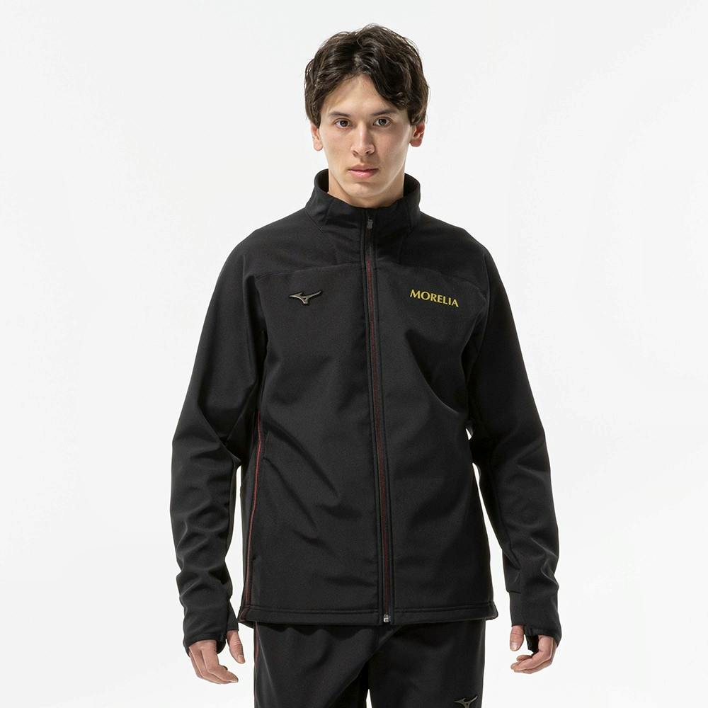 Front view of a male model wearing a black Morelia Tech Shield men's jacket.