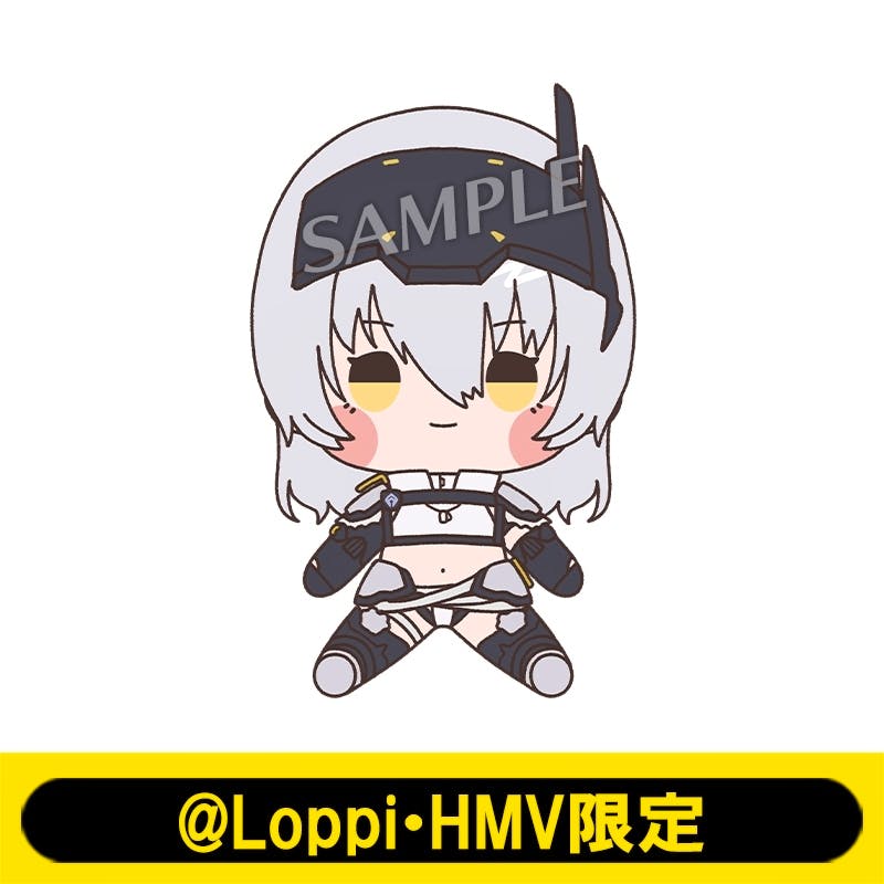 Front illustration of the Mochi-doll (Snow White: Heavyarms) plush showing the chibi character with a SAMPLE watermark and an @Loppi・HMV限定 banner.