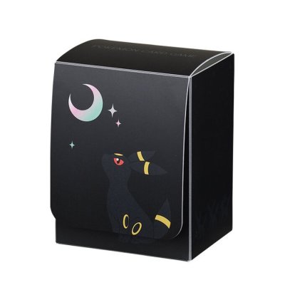 Black plastic deck case featuring a crescent moon and a stylized dark creature with red eyes and yellow circular markings.