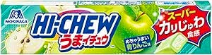 Front view of a Morinaga packaged candy wrapper showing fruit imagery and Hi-Chew branding.