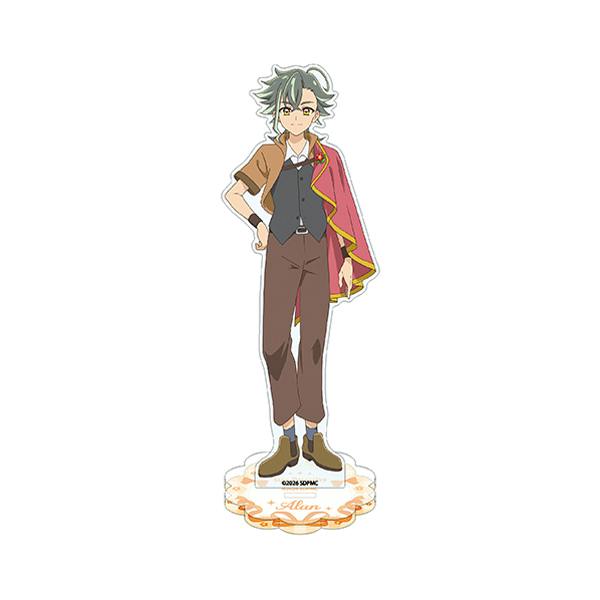 A clear photo of the acrylic stand showing the full printed character Aran from the movie 名探偵プリキュア！ on its decorative base.