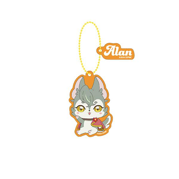 Acrylic keychain of Alan from the film, showing a chibi character with a yellow ball chain and a small "Alan" name tag on a white background.