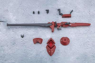 Plastic figure parts for 無限邂逅メガロマリア メタモルフォーゼユニット クリミナルバスター arranged on a textured surface.