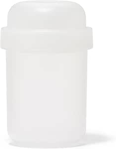 Clear plastic lunch capsule cup with a lid and topping cup on a white background.