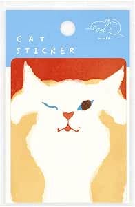 Front view of the mula MUST-04 Maritotsu paper sticker sheet showing a stylized cat face on a blue header card labeled 'CAT STICKER'.