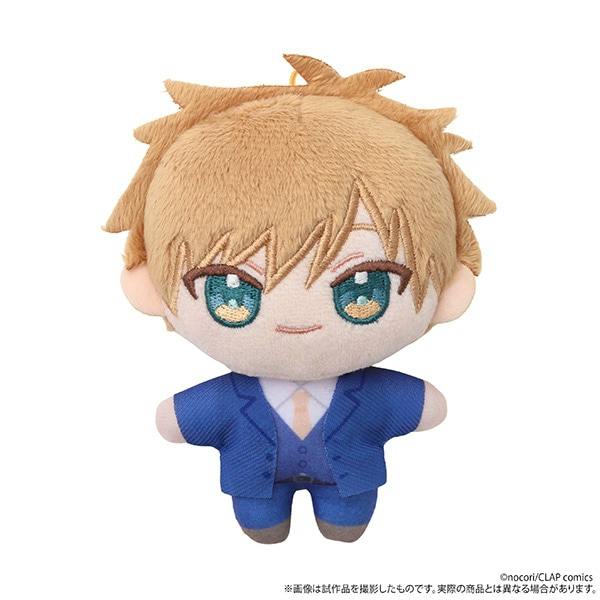 Front view of the plush mascot (ぬいぐるみマスコット) of 三谷 陽 wearing a blue suit.