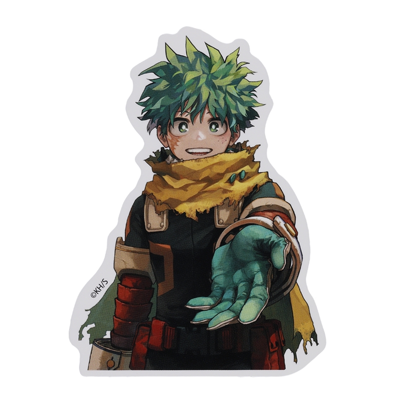 Die-cut sticker of Midoriya Izuku from "My Hero Academia" reaching forward on a white background.