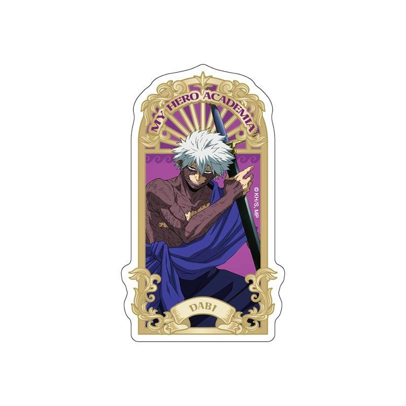 Sticker depicting the My Hero Academia character Dabi in a decorative gold frame on a white background.