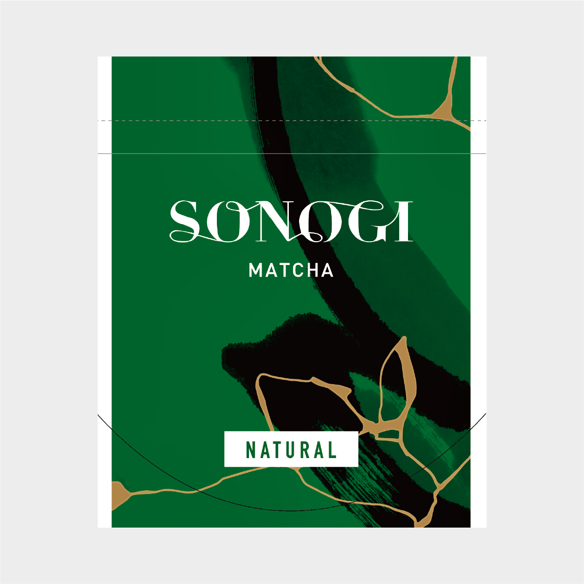 Front of a green matcha package showing the SONOGI MATCHA branding and a NATURAL label.