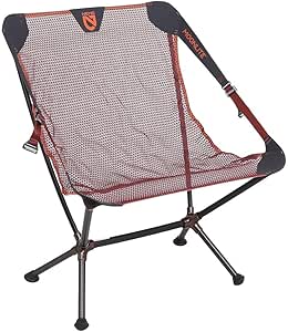 NEMO Moonlight Recliner camping chair with a red mesh seat and black metal frame.