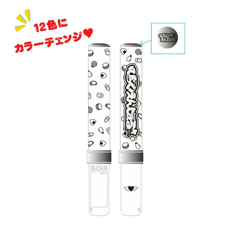 Black-and-white product renderings showing two views (front and back) of the penlight described in the title.
