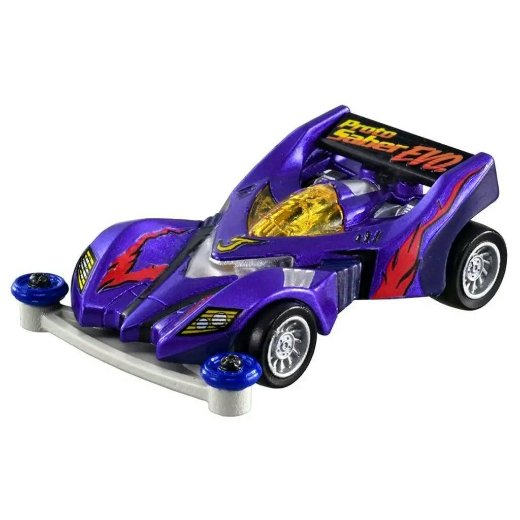 Purple Mini 4WD Proto Saber Evolution toy car on a white background.