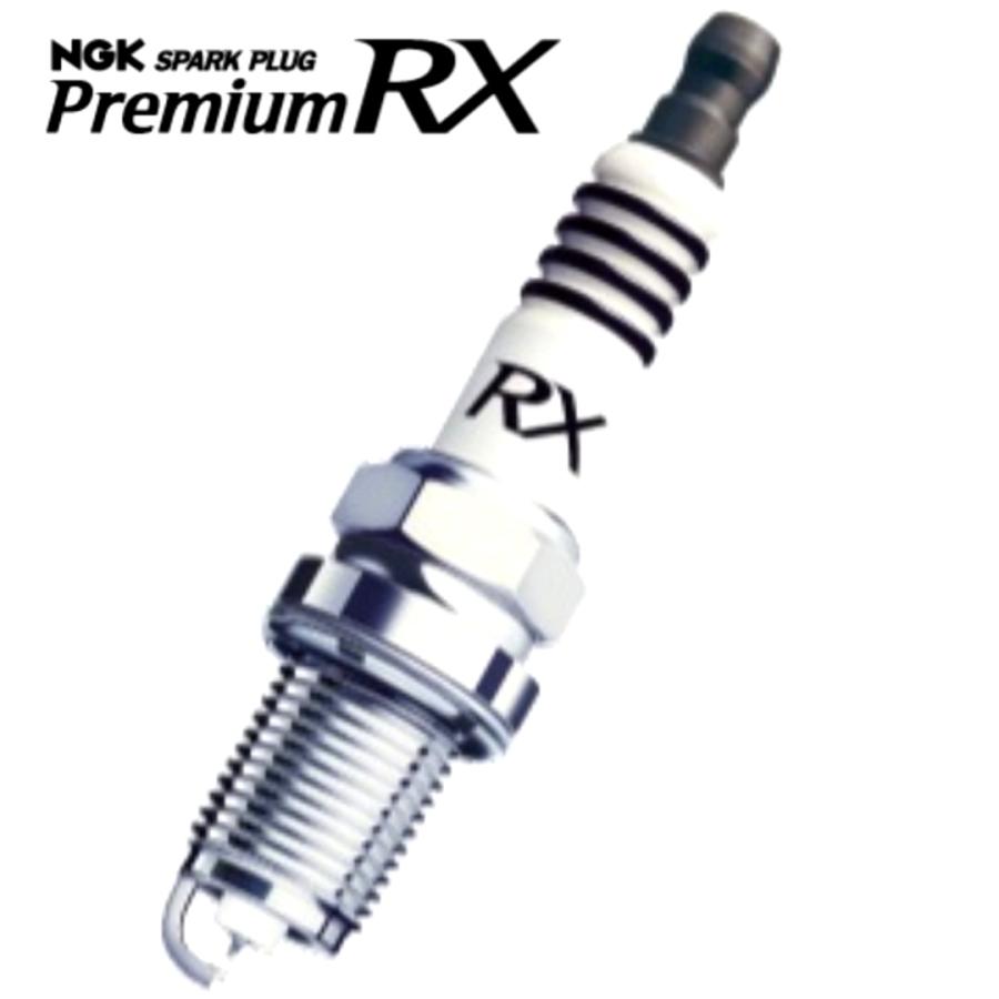Illustrated NGK Premium RX spark plug shown upright with 'RX' marking on a white background.