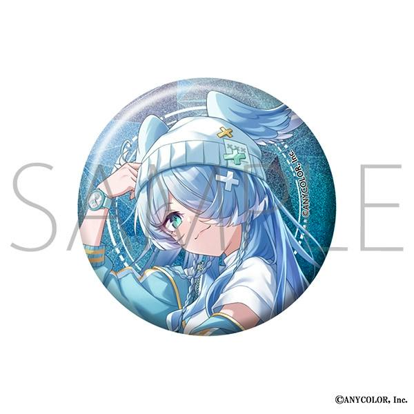 Round glitter can badge showing illustrated character Elira Pendora against a white background.