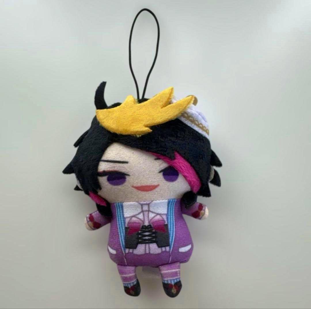 Front view of the にじさんじ にじぱぺっと 闇ノシュウ Wonderland plush showing the character in a purple outfit with a yellow hairpiece.