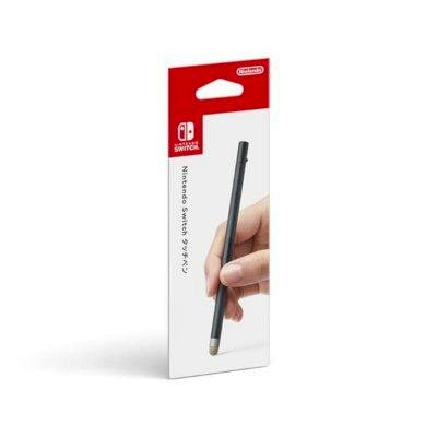 Packaged Nintendo Switch touch pen (stylus) shown being held by a hand on a white background.