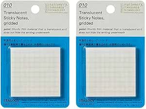 Packaged Nitoms STALOGY translucent grid sticky notes (50mm width) on blue card backing.