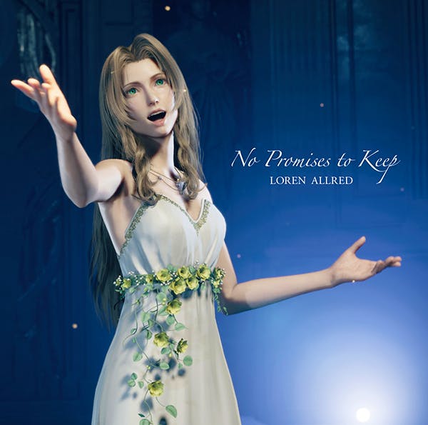 Cover art showing a rendered female character in a white dress reaching out with the text “No Promises to Keep” and “Loren Allred.”