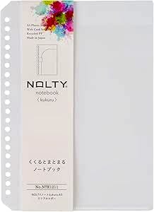 Transparent A5 clear plastic holder (NOLTY kukuru) with a paper label insert and left-side punched holes.