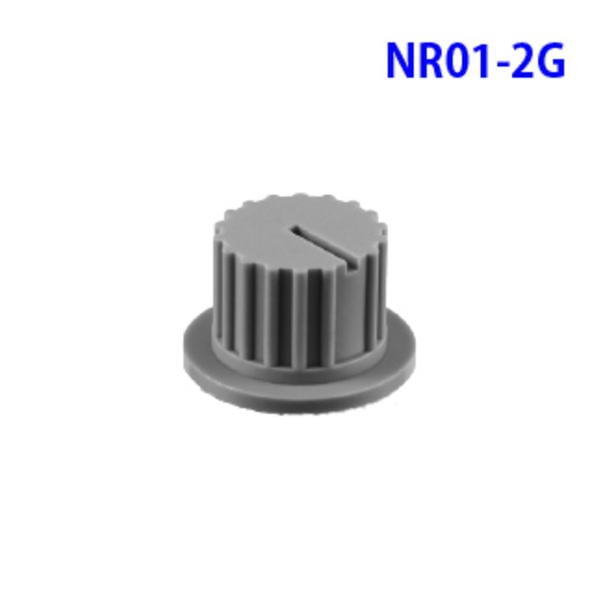 Gray NR01 switch knob with flange shown on a white background.