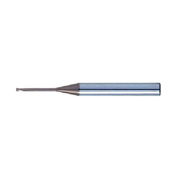 Long-neck square end mill (MHR230 φ0.4×3) with cylindrical shank shown on a white background.
