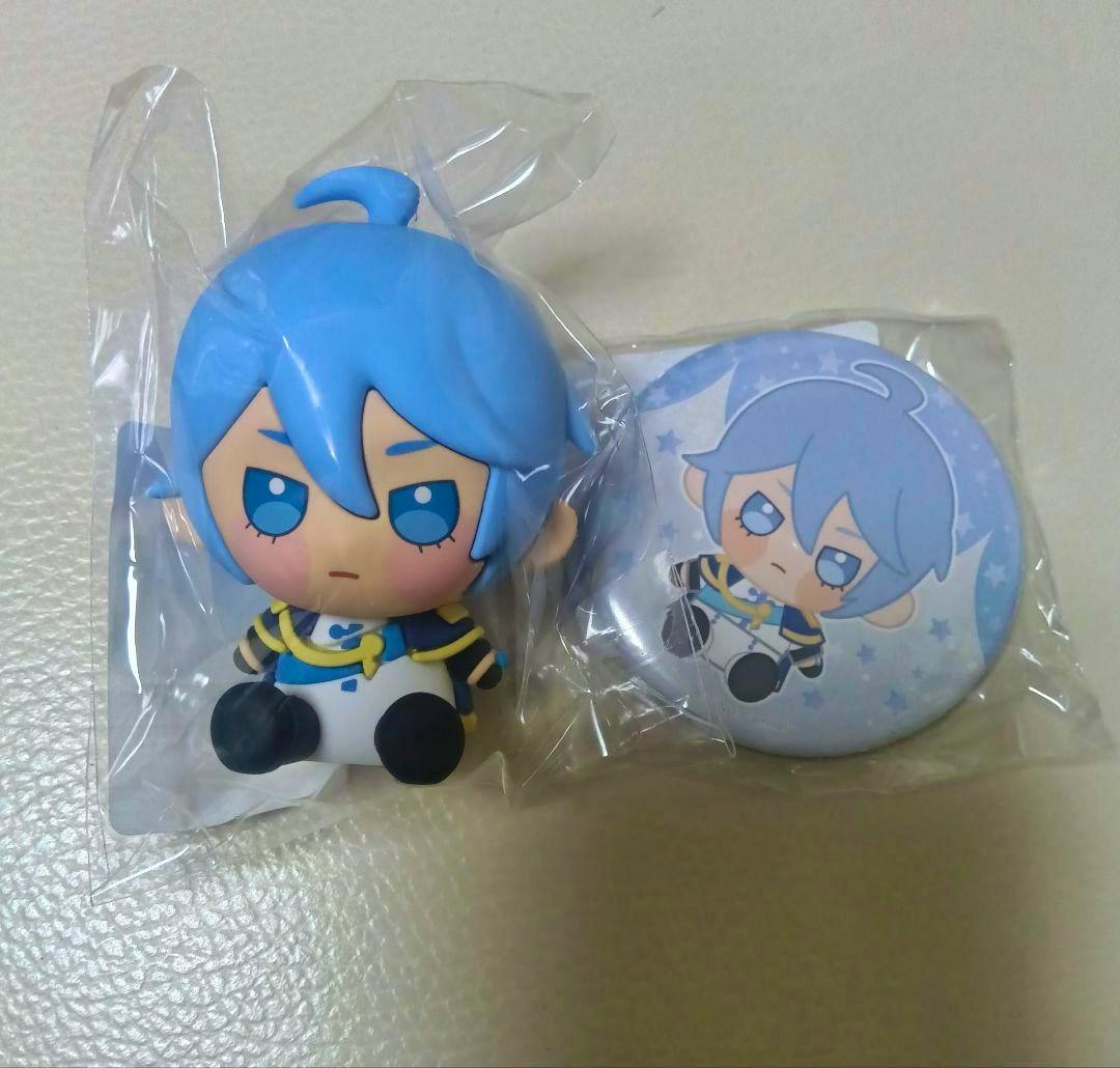 A blue-haired chibi Edmond figure (C prize) and a round E-prize can badge, both in clear plastic packaging.