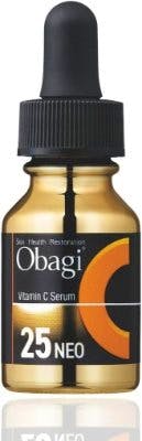 Front view of an Obagi C25 Serum Neo face serum glass bottle with dropper and label.