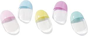 Five oval gel nail seals with pastel-colored tops arranged on a white background.