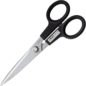 オルファ リミテッド SC Ltd-10 scissors with silver blades and black handles on a white background.