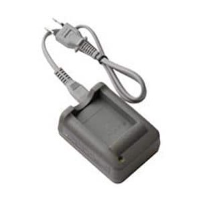 Photograph of an Olympus BCS-5 lithium-ion camera battery charger with its attached power cord, shown without a battery.
