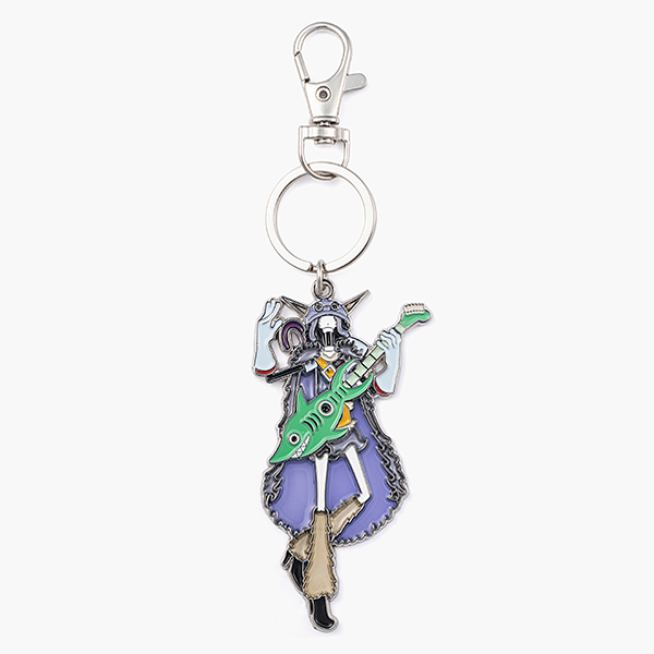 ELBAPH stained-glass-style zinc alloy metal keychain of Brook from One Piece shown on a white background.