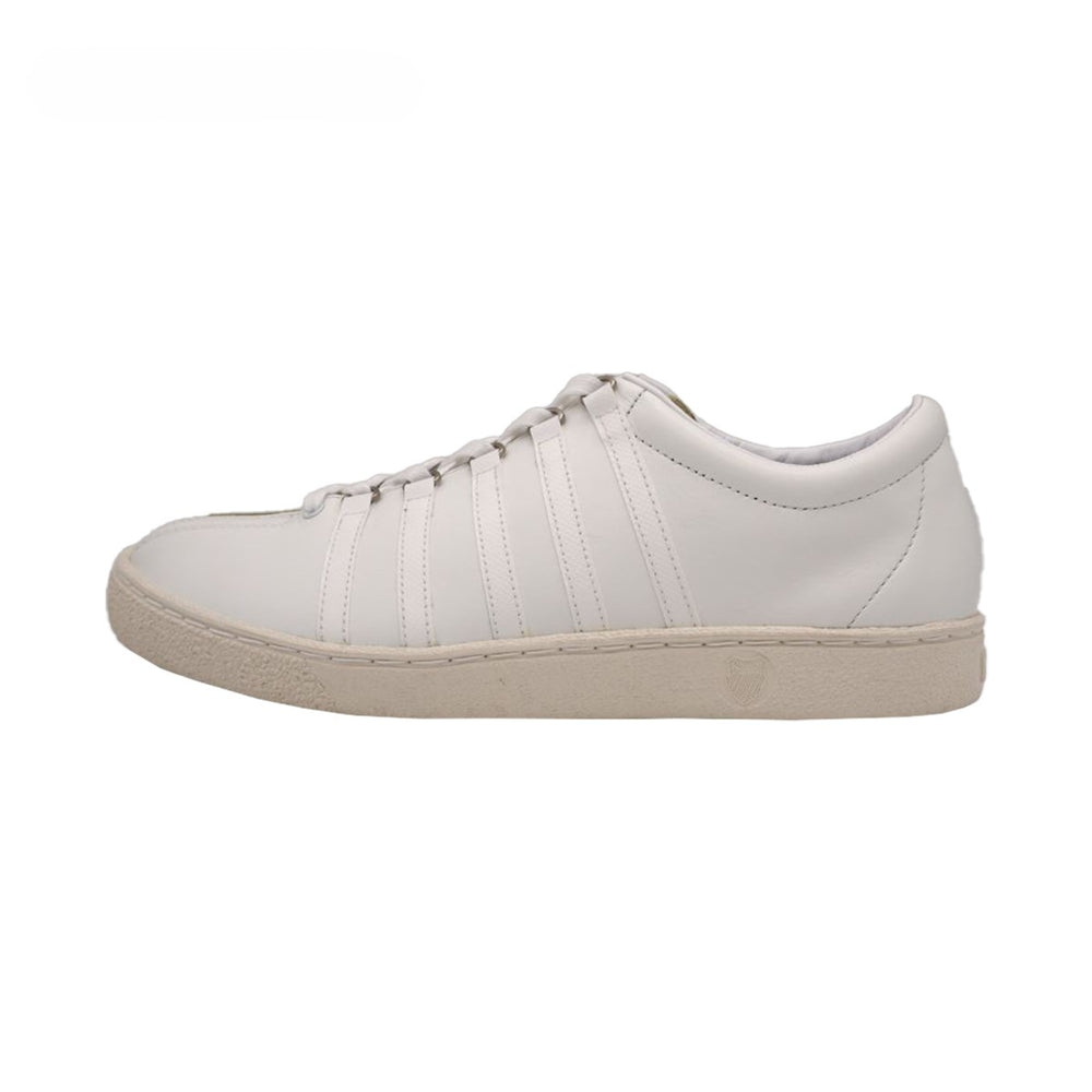 Side view of a white CLASSIC 66 leather sneaker on a white background.