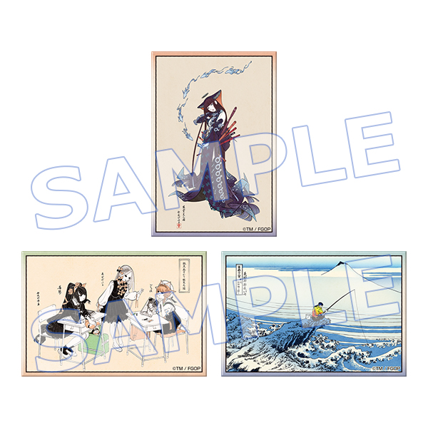 Three illustrated fridge magnets showing different Japanese-style artwork arranged together with a visible "SAMPLE" watermark.